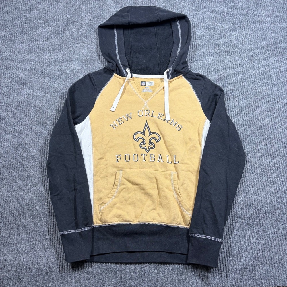 NFL Team Apparel New Orleans Saints Football Hoodie Womens Small Black Gold S